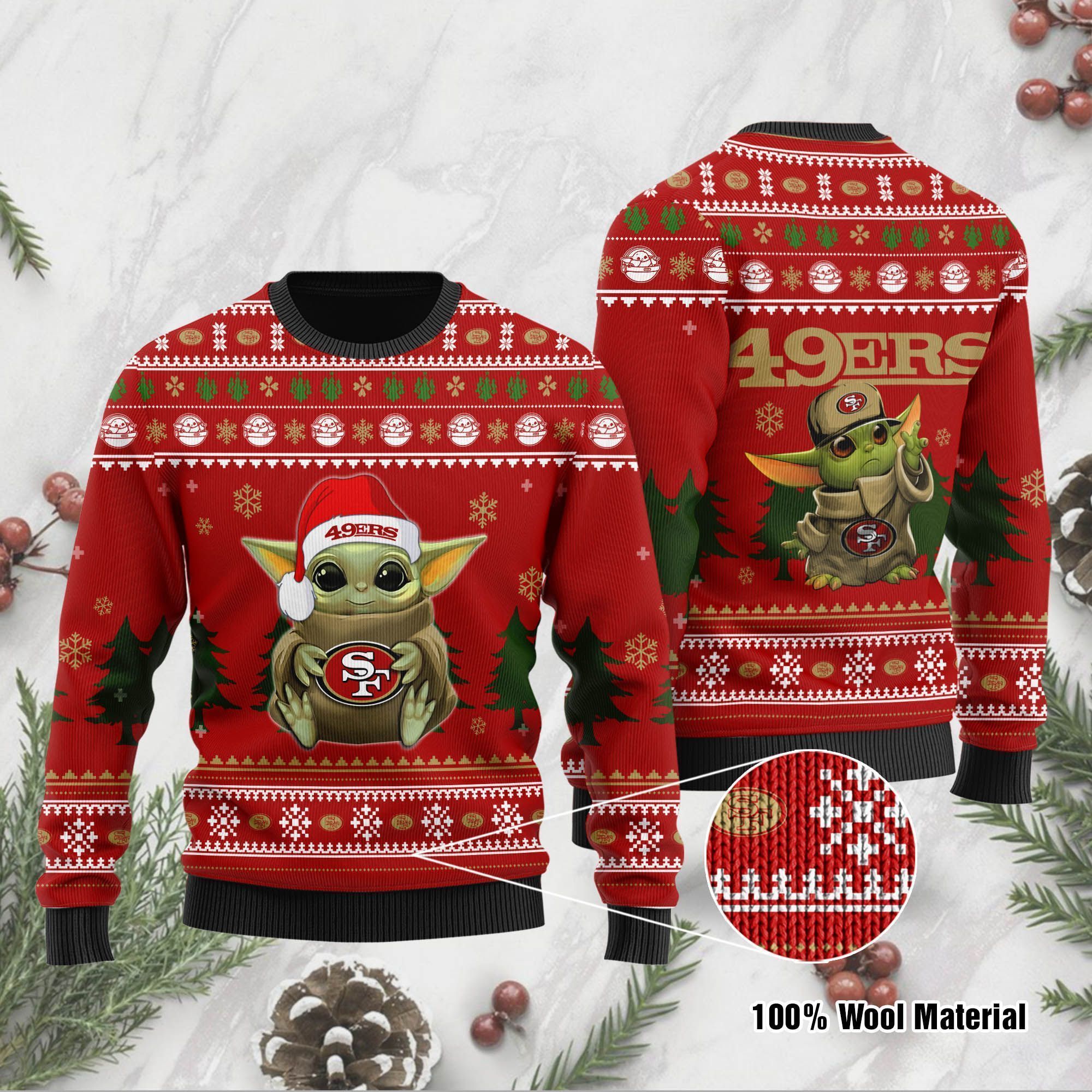 Yoda baby love San Francisco 4949ers Ugly Christmas Sweater Holiday Xmas Party Men Women Plus Size