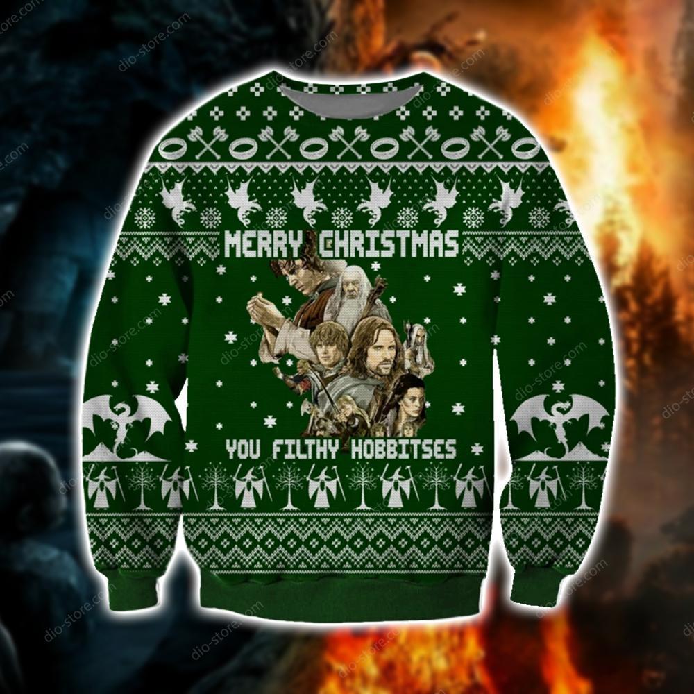 You Filthy Hobbitses Knitting Pattern 3D Print Ugly Christmas Sweater