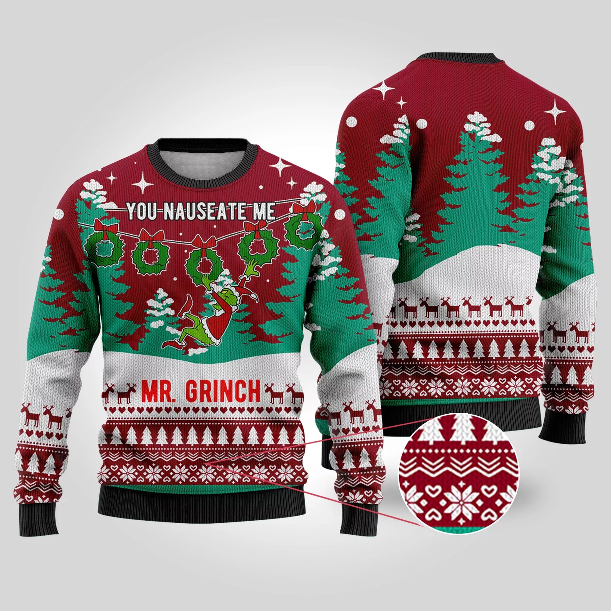 You Nauseate Me Grinch Ugly Christmas Sweater