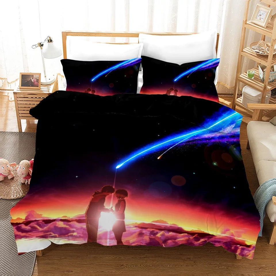 Your Name Kimi No Na Wa Makoto Shinkai Duvet Cover Quilt Cover Pillowcase Bedding Set Bed Linen Home Bedroom Decor