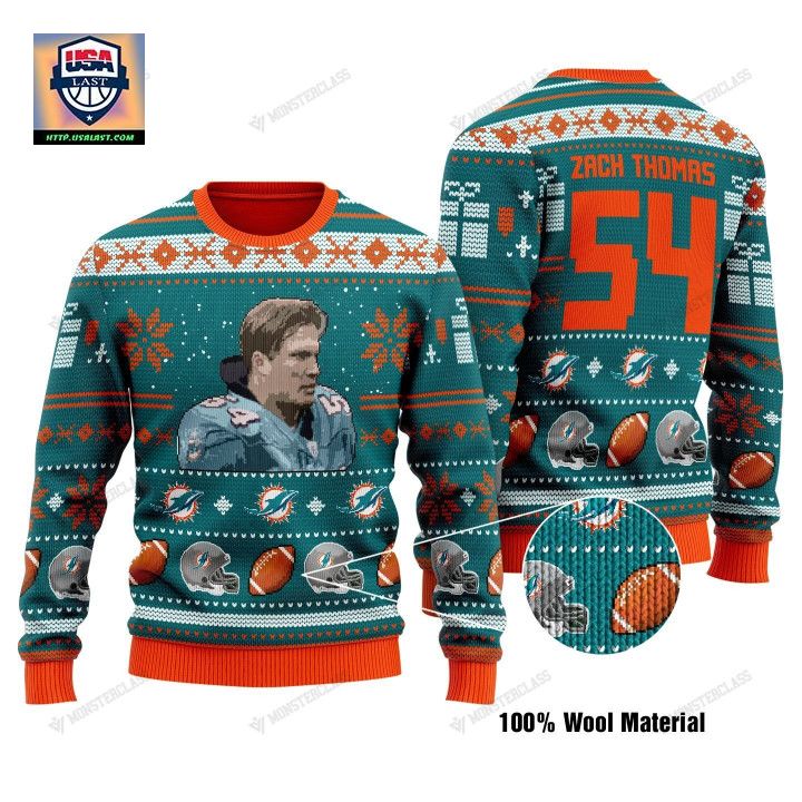 Zach Thomas 54 Miami Dolphins Nfl Christmas Sweater