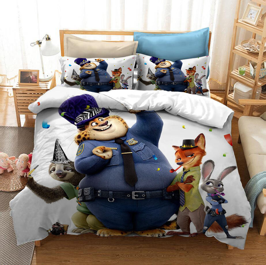 Zootopia Zootropolis Judy Nick Duvet Cover Quilt Cover Pillowcase Bedding Set Bed Linen Home Bedroom Decor